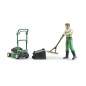 Set figurine jardinier avec tondeuse à gazon