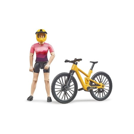 VTT avec cycliste femme et accessoires