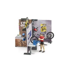 Magasin de vélos avec cycliste