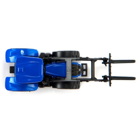 Tracteur New Holland avec fourche de palettes et palette inclue