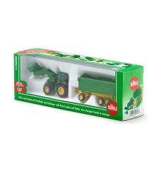 Tracteur John Deere avec chargeur frontal et remorque