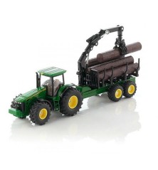 Tracteur John Deere avec remorque forestière