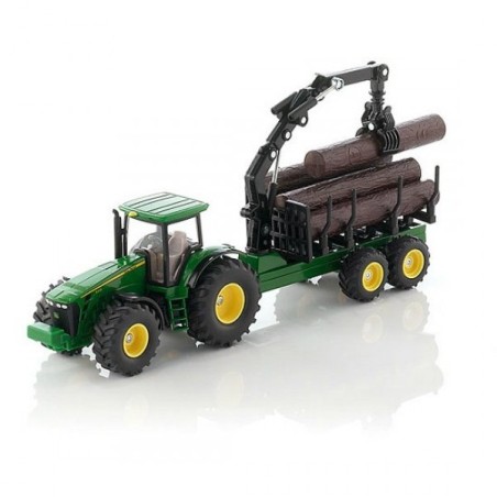 Tracteur John Deere avec remorque forestière