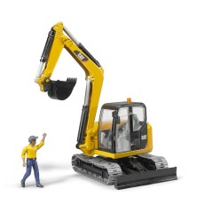Mini pelleteuse CATERPILLAR avec personnage
