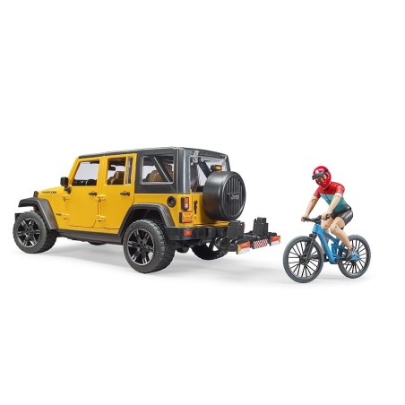Jeep Wrangler Unlimited Rubicon avec VTT et cycliste