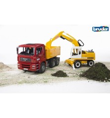 Camion benne MAN TGA avec pelleteuse Liebherr
