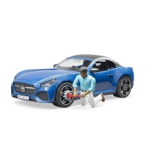 Roadster bleu métallisé Bruder avec chauffeur