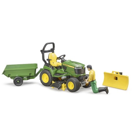 Set figurine jardinier avec Tracteur de pelouse John Deere