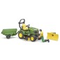 Set figurine jardinier avec Tracteur de pelouse John Deere