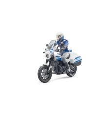 Moto de police avec policier et accessoires