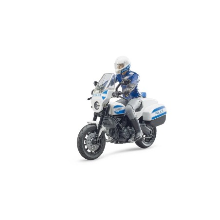 Moto de police avec policier et accessoires