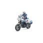 Moto de police avec policier et accessoires