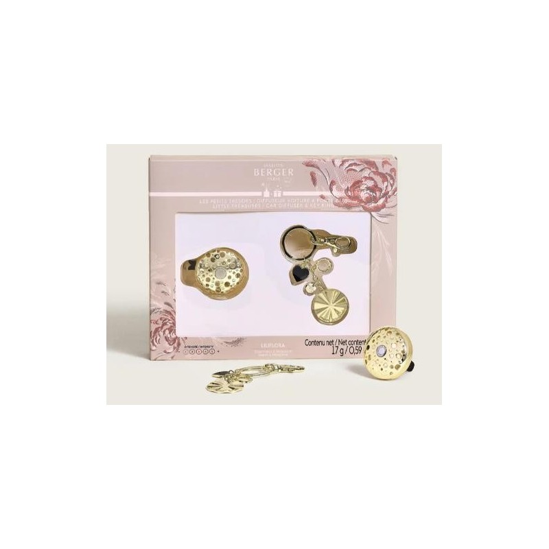 Coffret Les Petits Trésors Ophelia diffuseur voiture & porte-clefs Or