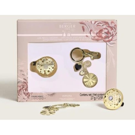Coffret Les Petits Trésors Ophelia diffuseur voiture & porte-clefs Or