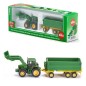 Tracteur John Deere avec chargeur frontal et remorque