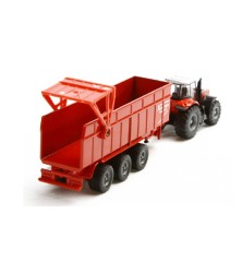 Tracteur Massey Ferguson avec remorque 3 essieux