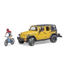 Jeep Wrangler Unlimited Rubicon avec VTT et cycliste