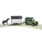 Land Rover Defender, remorque à chevaux + 1 cheval