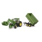 John Deere 7R avec chargeur avant et remorque tandem