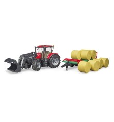 Tracteur Case IH Optum 300 CVX avec remorque à balles avec 8 bottes