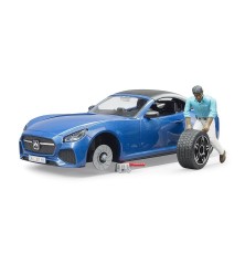 Roadster bleu métallisé Bruder avec chauffeur