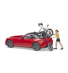 Roadster rouge métallisé Bruder avec Cycliste et vélo