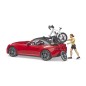 Roadster rouge métallisé Bruder avec Cycliste et vélo