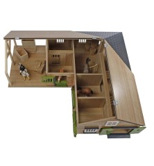 Écurie d'angle avec 3 boxes et stockage