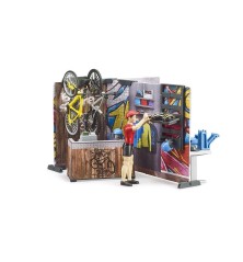 Magasin de vélos avec cycliste