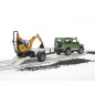 Jeep Land Rover Defender avec remorque, mini pelleteuse et figurine
