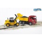 Camion benne MAN TGA et tractopelle articulé FR130
