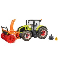 Tracteur Claas Axion 950 avec chaines à neige et fraise à neige