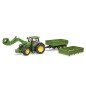 John Deere 7R avec chargeur avant et remorque tandem