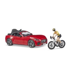 Roadster rouge métallisé Bruder avec Cycliste et vélo