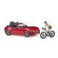 Roadster rouge métallisé Bruder avec Cycliste et vélo