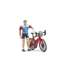Vélo de route avec cycliste homme et accessoires