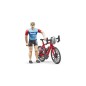 Vélo de route avec cycliste homme et accessoires