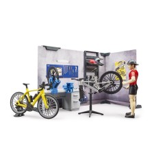 Magasin de vélos avec cycliste
