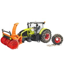 Tracteur Claas Axion 950 avec chaines à neige et fraise à neige