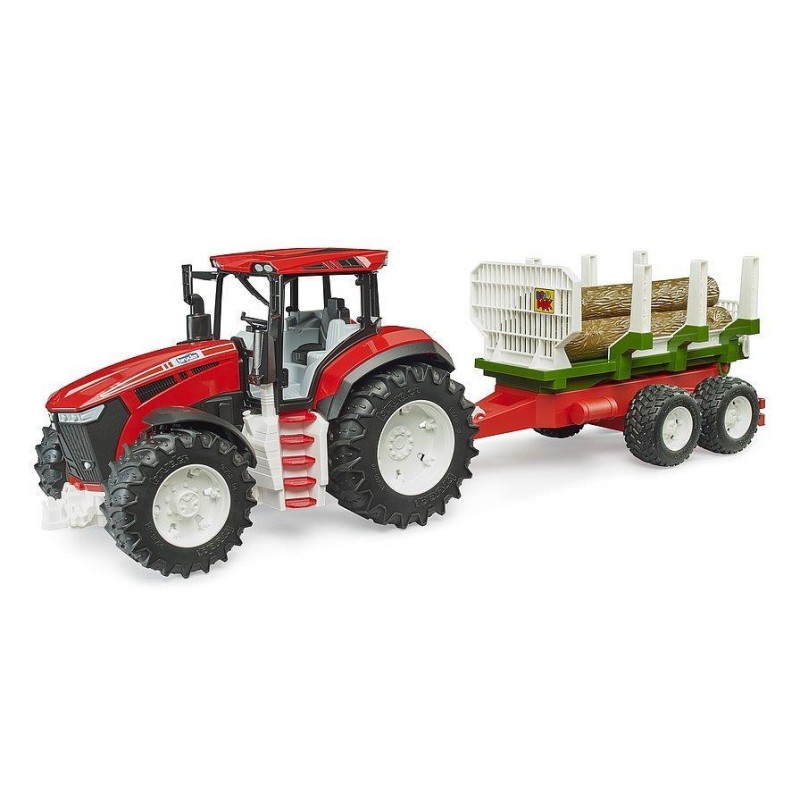 Tracteur Roadmax avec remorque forestière et 3 troncs