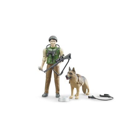 Forestier avec chien et accessoires