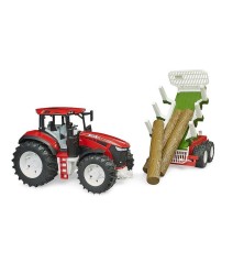 Tracteur Roadmax avec remorque forestière et 3 troncs