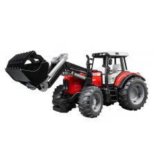 Tracteur Massey Ferguson 7480 avec remorque et troncs