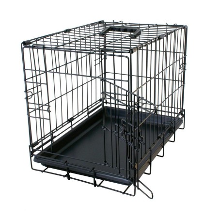 Cage Fer Pliable 2 Portes Tirroir Plastic Noir S