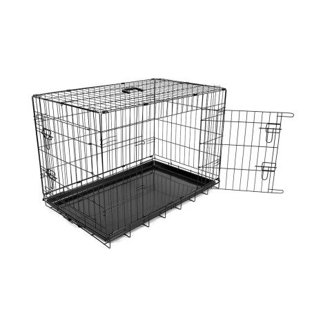 Cage Fer Pliable 2 Portes Tirroir Plastic Noir S