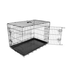 Cage Fer Pliable 2 Portes Tirroir Plastic Noir XL