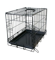 Cage Fer Pliable 2 Portes Tirroir Plastic Noir XXL