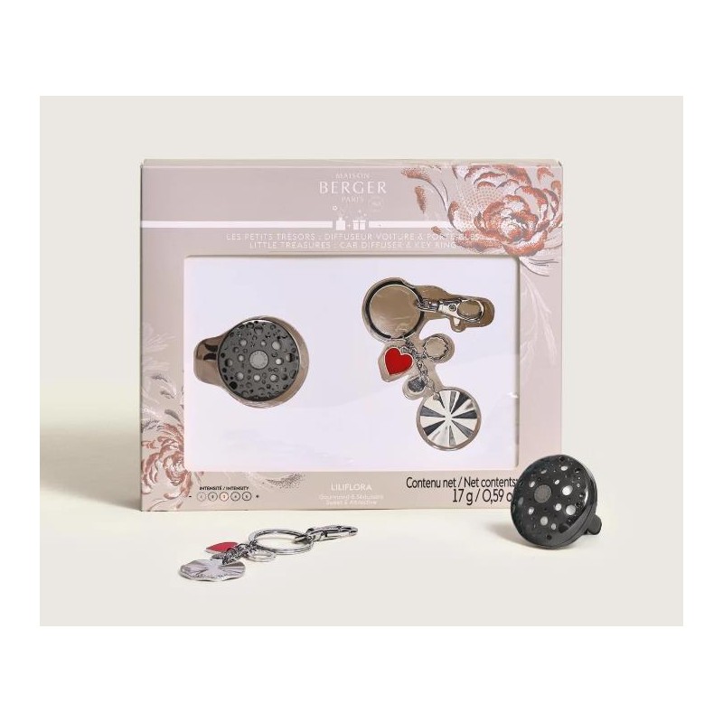 Coffret Les Petits Trésors Ophelia diffuseur voiture & porte-clefs Argent