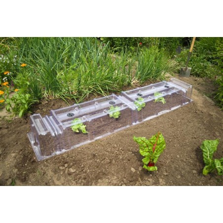 Tunnel de culture modulaire PVC Nature 86x40x22cm avec 6 piquets et 2 aérateurs