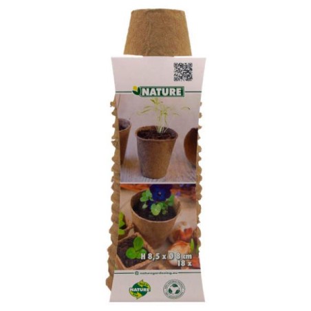 Pots biodégradables en fibres bois recyclées, ronds  H8,5 x Ø8cm (18 pièces)